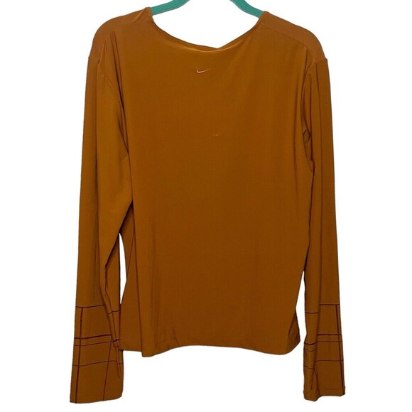 Vintage Y2K Center Swoosh Dri-Fit NWT Brown Athletic Sport Round Neck Long Shirt - Picture 2 of 11